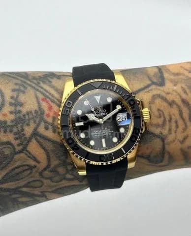 Custom S. Mod 40mm Glossy Black MarineMaster Gold Yachtmaster — image 4