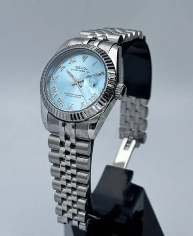 Custom S. Mod 31mm Ice Blue Roman Silver DateJust — image 4