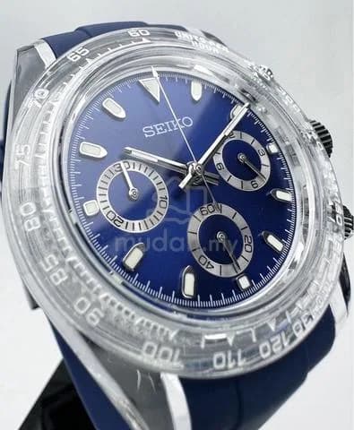 Custom S. Mod 39.5mm Navy Blue Clear Plastic Daytona (Quartz Chronograph) — image 3