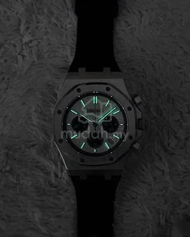 Custom S. Mod 42mm White Panda Quartz Chronograph AP on Rubber Strap — image 6
