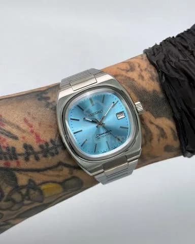 Custom S. Mod 38mm Sunburst Baby Blue Seamaster — image 1
