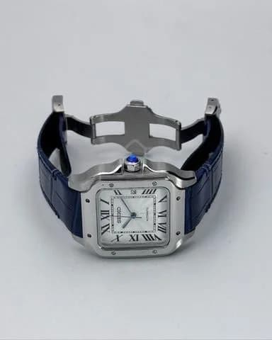 Custom S. Mod 38mm White Guilloche Santos — image 3