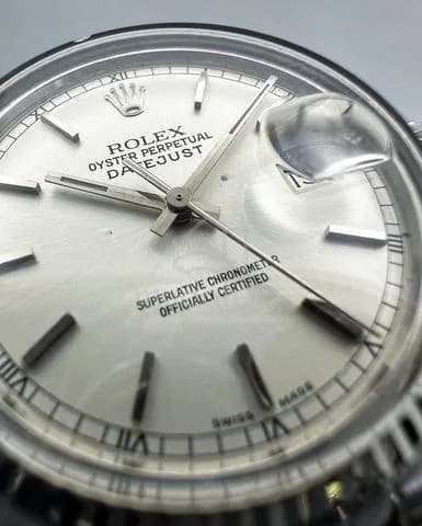 36mm 1983 Rolex DateJust 16014 white Gold Bezel Silver Dial w/ Roman — image 4