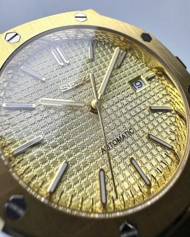 Custom S. Mod Gold AP on black Rubber Strap 41mm — image 5