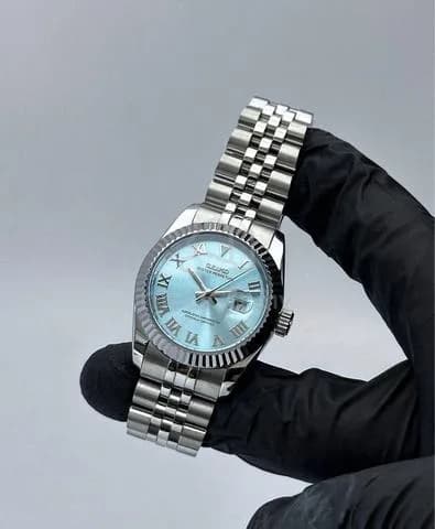 Custom S. Mod 31mm Ice Blue Roman Silver DateJust — image 6