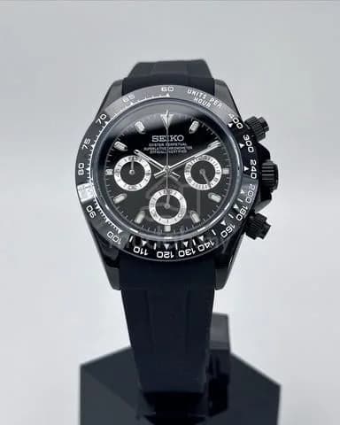 Custom S. Mod 39.5mm Black On Black Daytona Quartz Chronograph — image 2