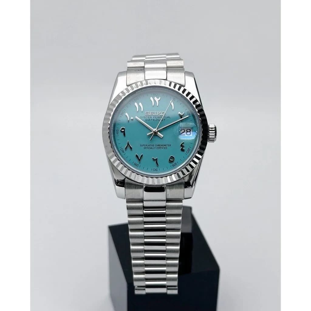 Custom S. Mod 36mm Tiff.Blue Arabic DateJust President — image 5