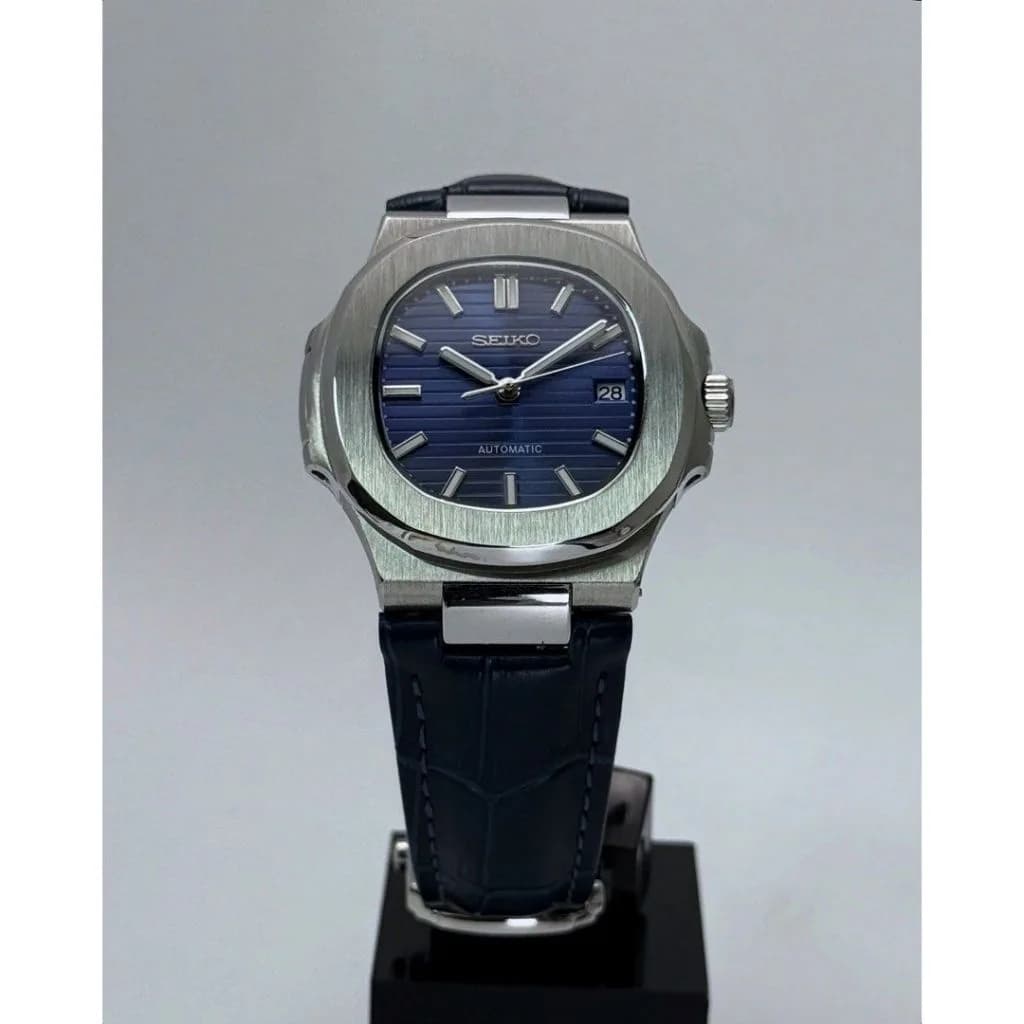 Custom S. Mod 40mm Blue Naut on Premium Leather Strap — image 3