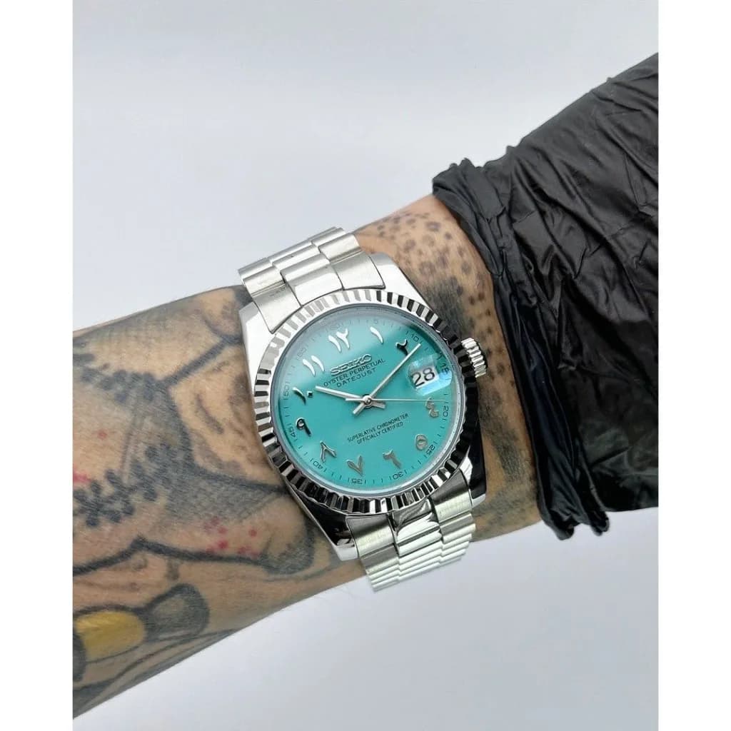 Custom S. Mod 36mm Tiff.Blue Arabic DateJust President — image 1