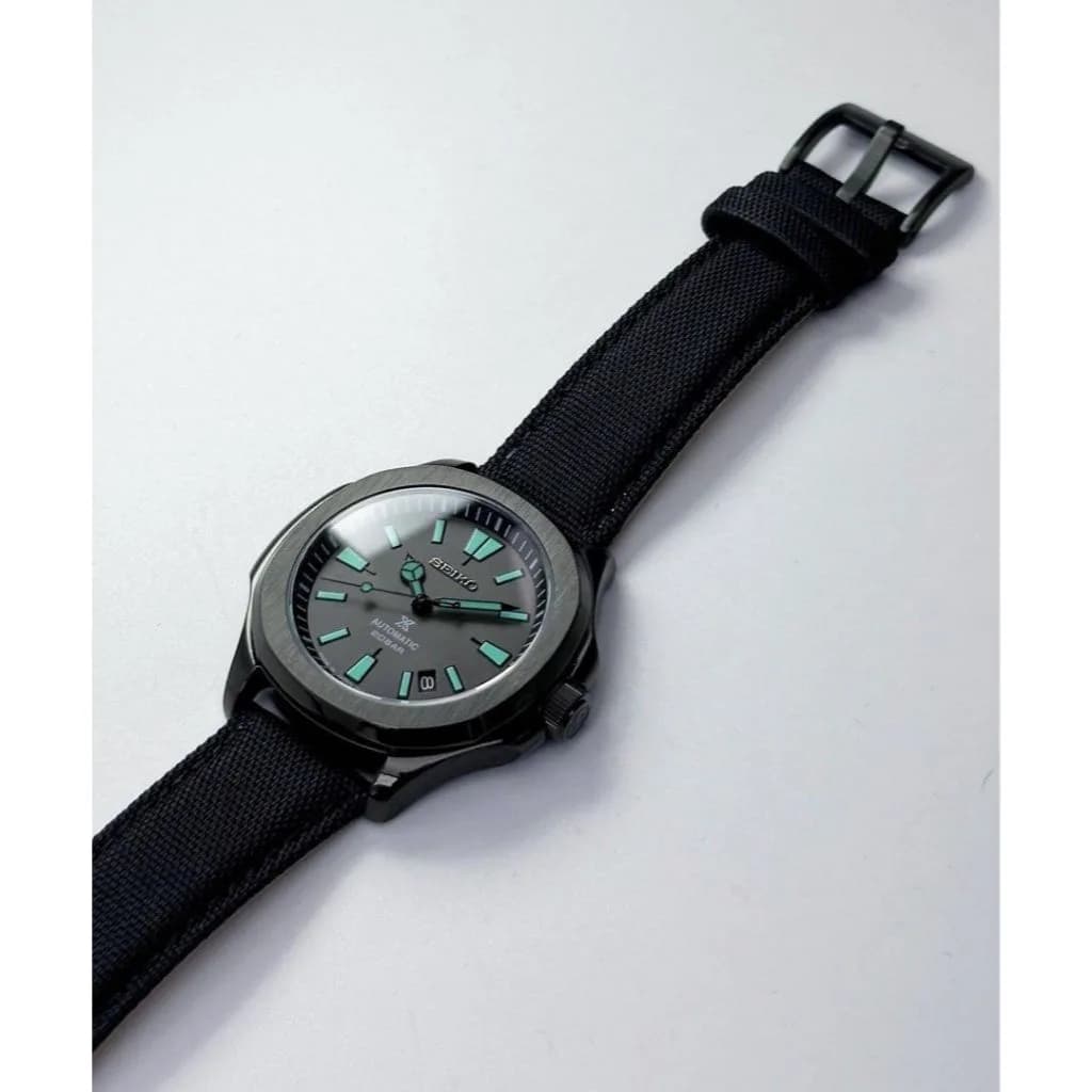 Custom S. Mod 42mm Black Night Prospex Naut on Sail Cloth Strap — image 7