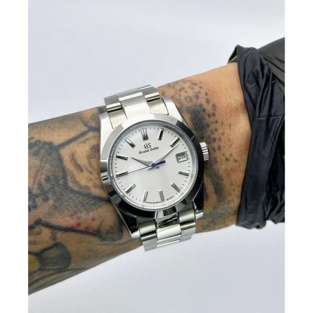 Custom Grand Seiko Mod 36mm White GS Blue Seconds Crown Buckle Engrave — image 1