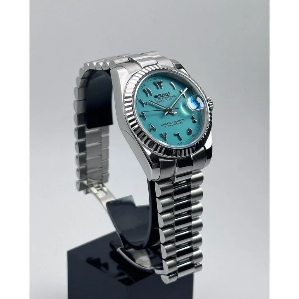 Custom S. Mod 36mm Tiff.Blue Arabic DateJust President — image 2