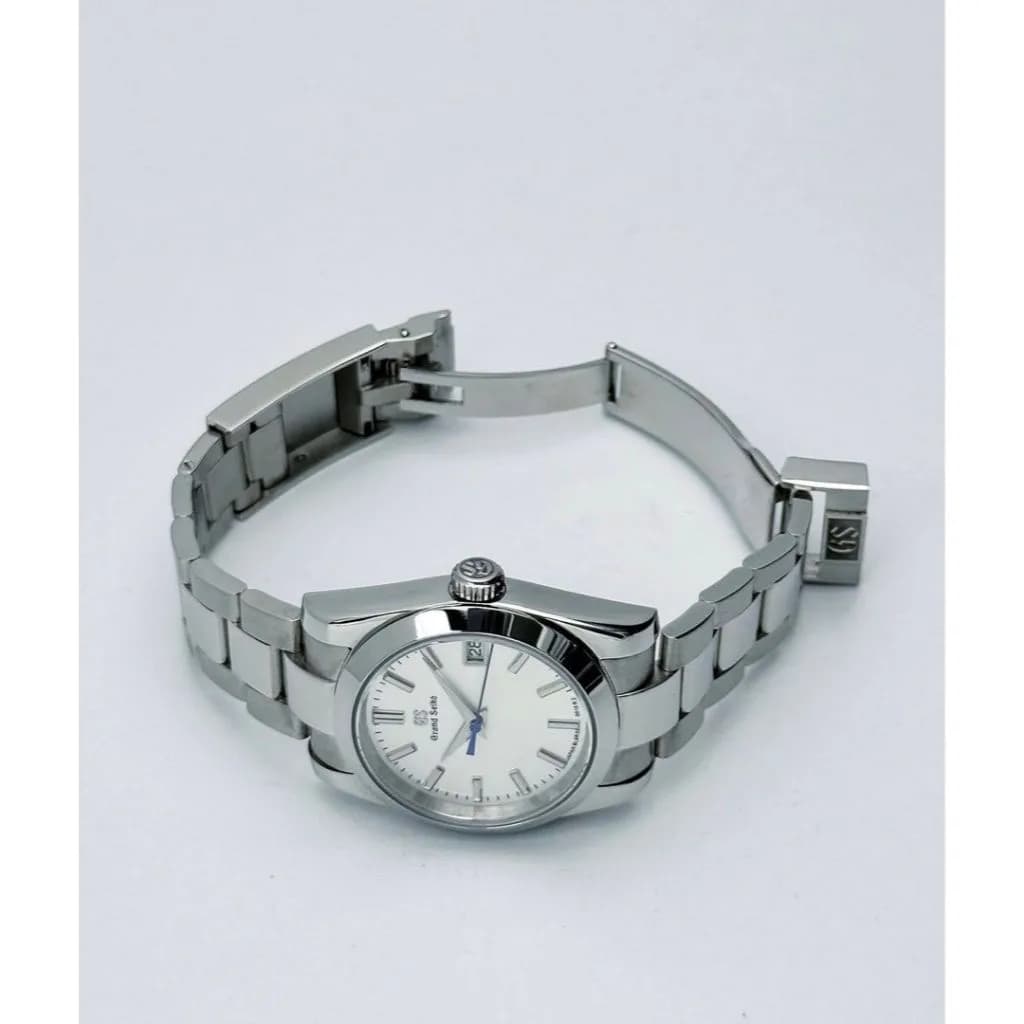 Custom Grand Seiko Mod 36mm White GS Blue Seconds Crown Buckle Engrave — image 7