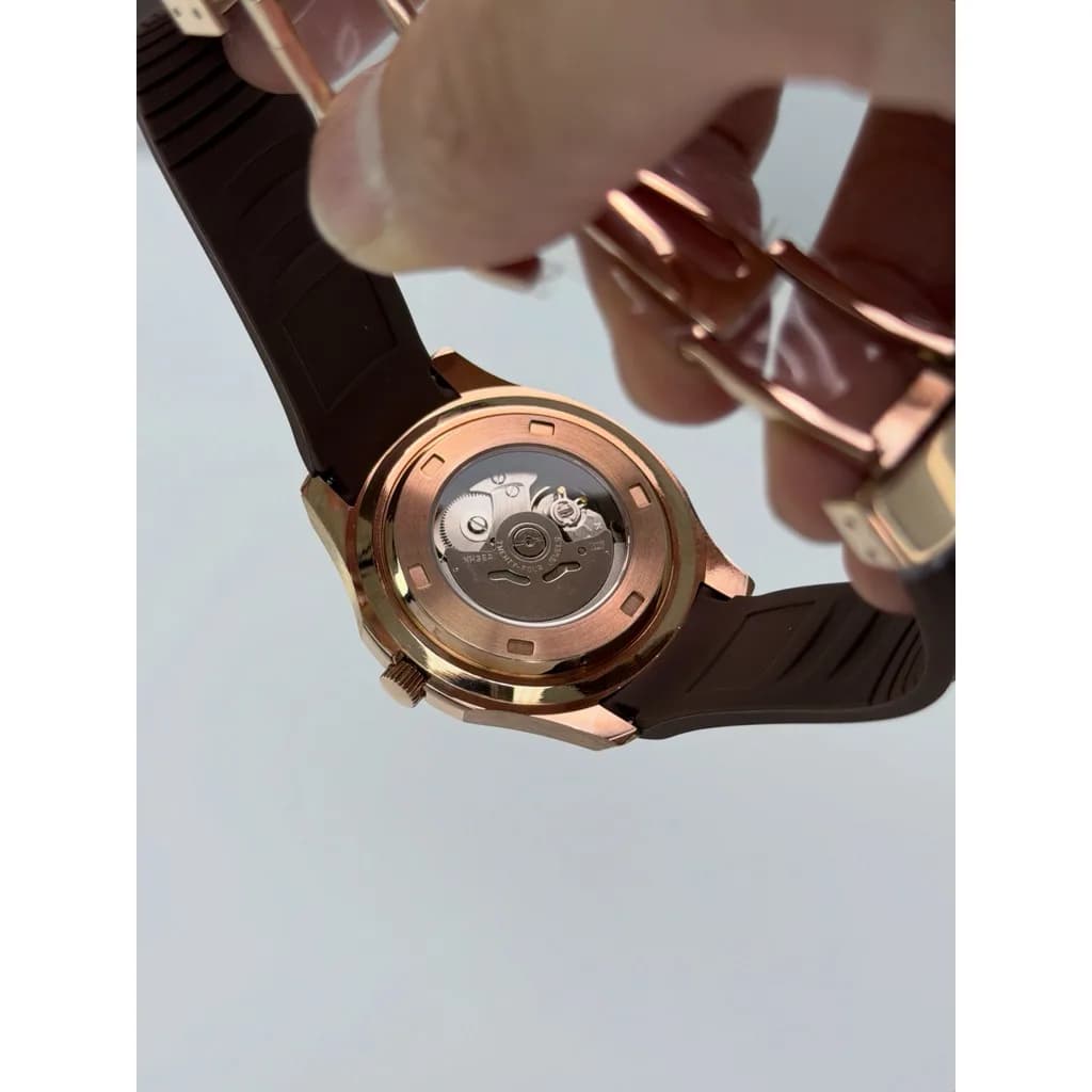 Custom S. Mod 42mm Brown Vignette Rose Gold Aquanaut — image 9