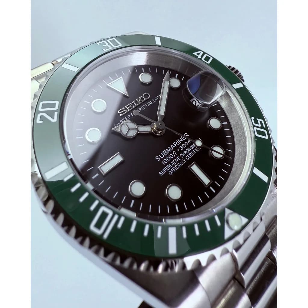 Custom S. Mod 40mm Ice Lume SB Sub Green Bezel Diver Style — image 4