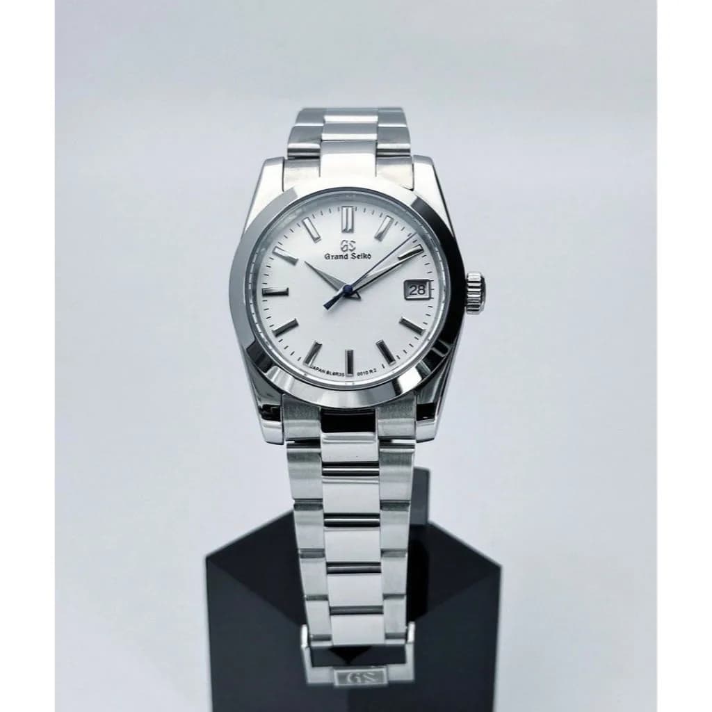Custom Grand Seiko Mod 36mm White GS Blue Seconds Crown Buckle Engrave — image 2