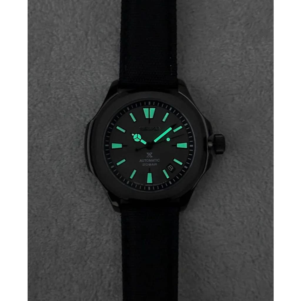 Custom S. Mod 42mm Black Night Prospex Naut on Sail Cloth Strap — image 6