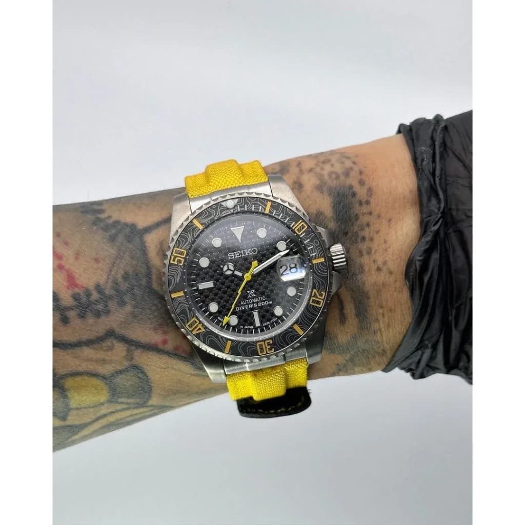 Custom S. Mod Yellow Carbon Titanium Sub on Velcro 40mm Automatic Watch — image 6