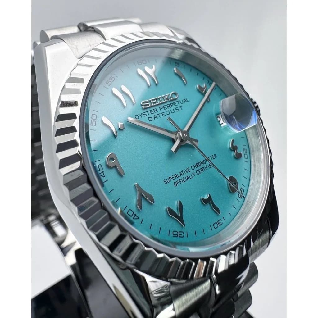 Custom S. Mod 36mm Tiff.Blue Arabic DateJust President — image 3