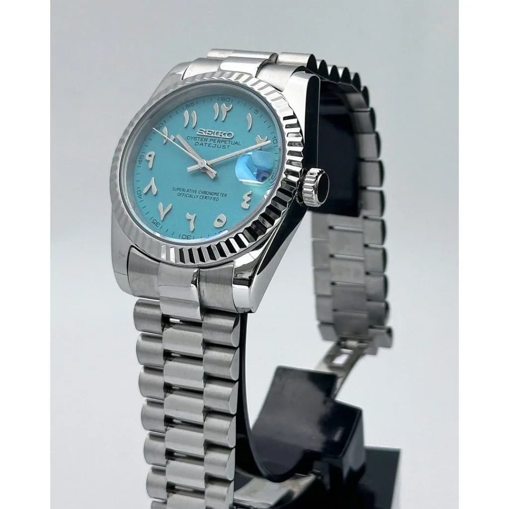 Custom S. Mod 36mm Tiff.Blue Arabic DateJust President — image 4