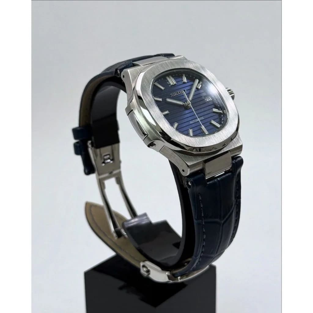 Custom S. Mod 40mm Blue Naut on Premium Leather Strap — image 8