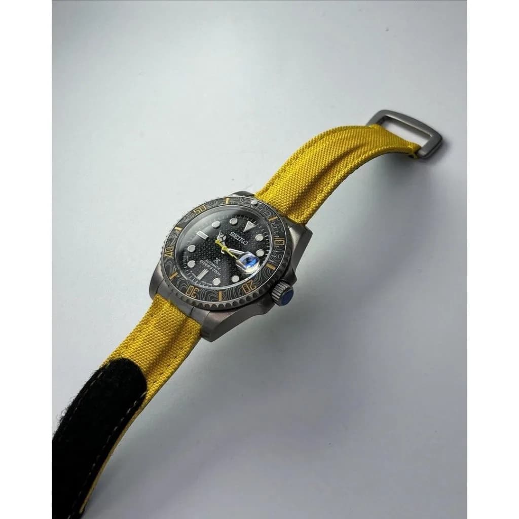 Custom S. Mod Yellow Carbon Titanium Sub on Velcro 40mm Automatic Watch — image 2