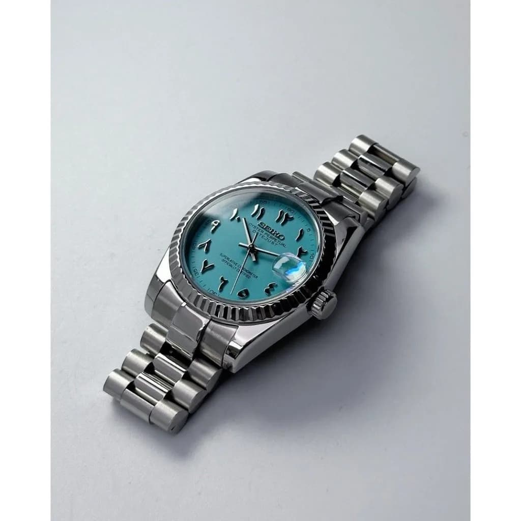 Custom S. Mod 36mm Tiff.Blue Arabic DateJust President — image 9