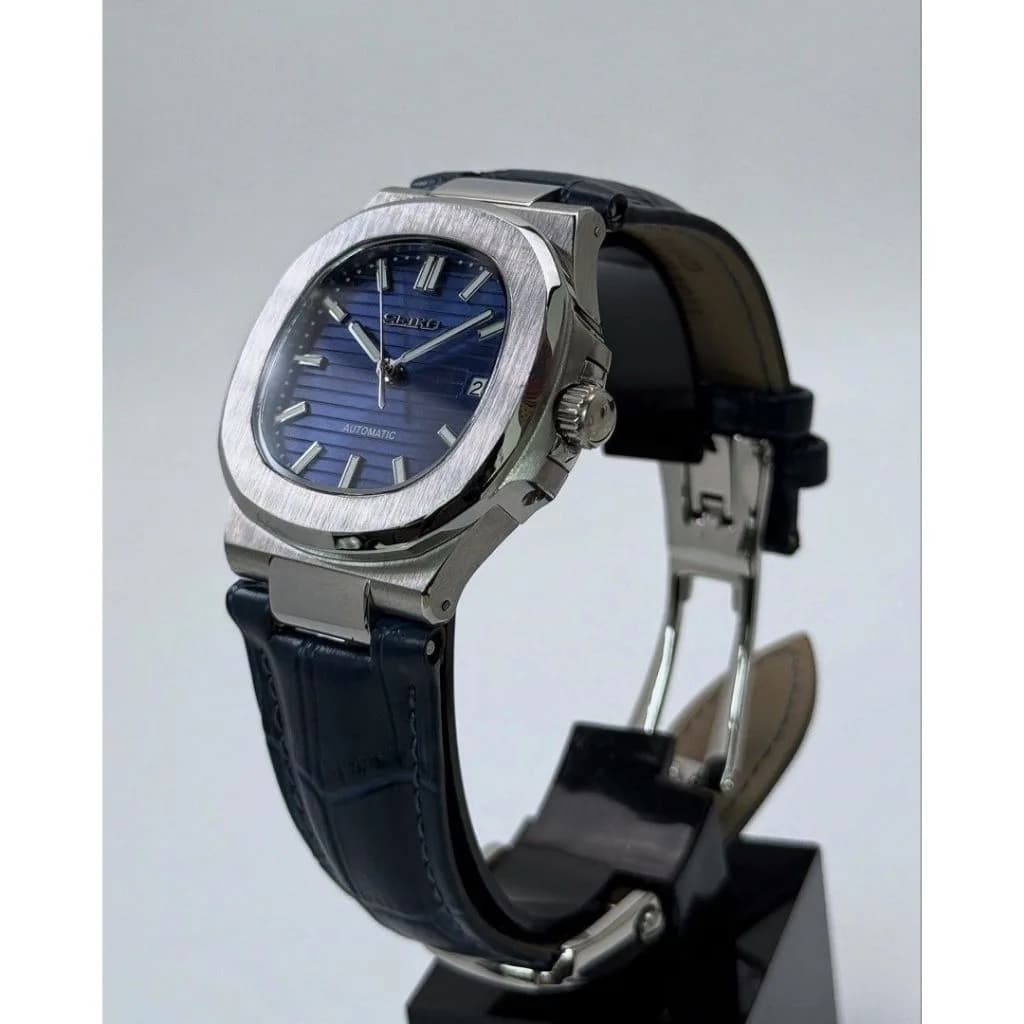 Custom S. Mod 40mm Blue Naut on Premium Leather Strap — image 4