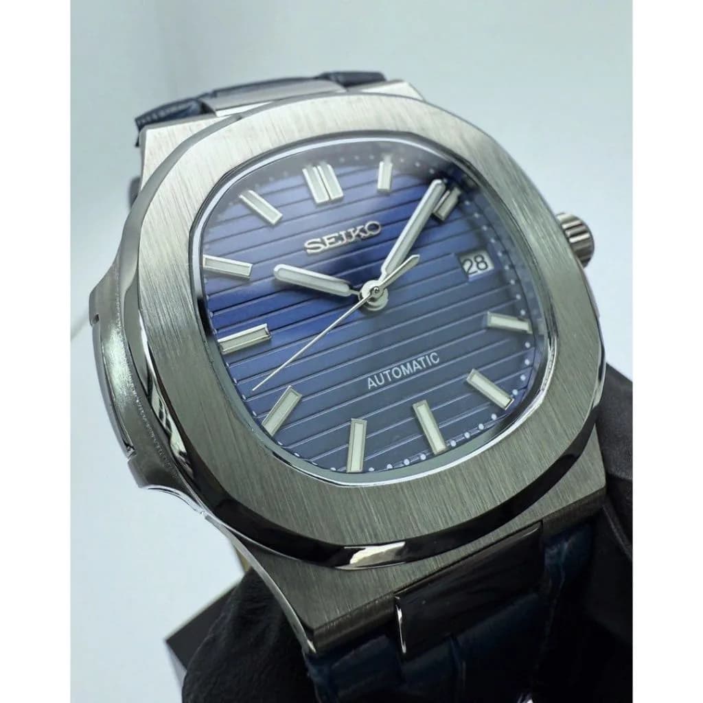 Custom S. Mod 40mm Blue Naut on Premium Leather Strap — image 9