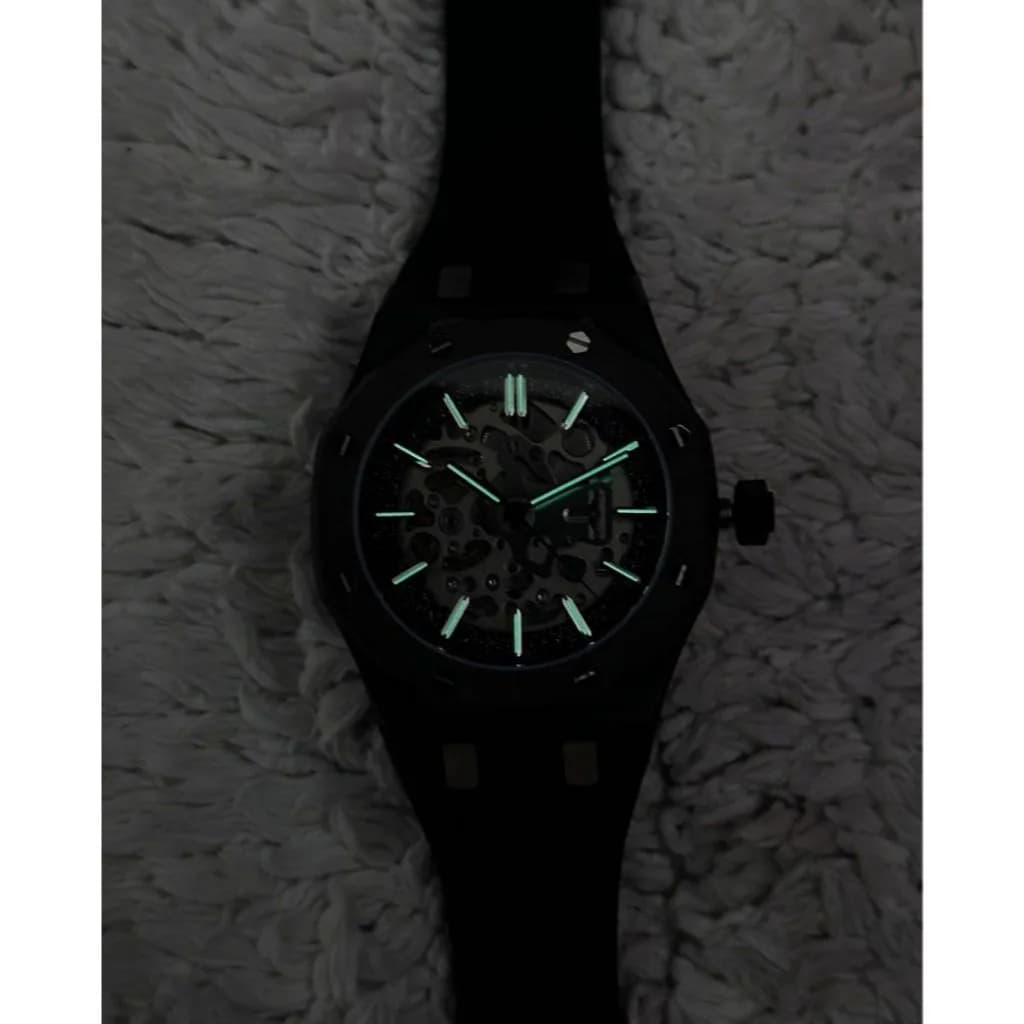 Custom S. Mod 42mm Silver Skeleton Black Stardust AP — image 3