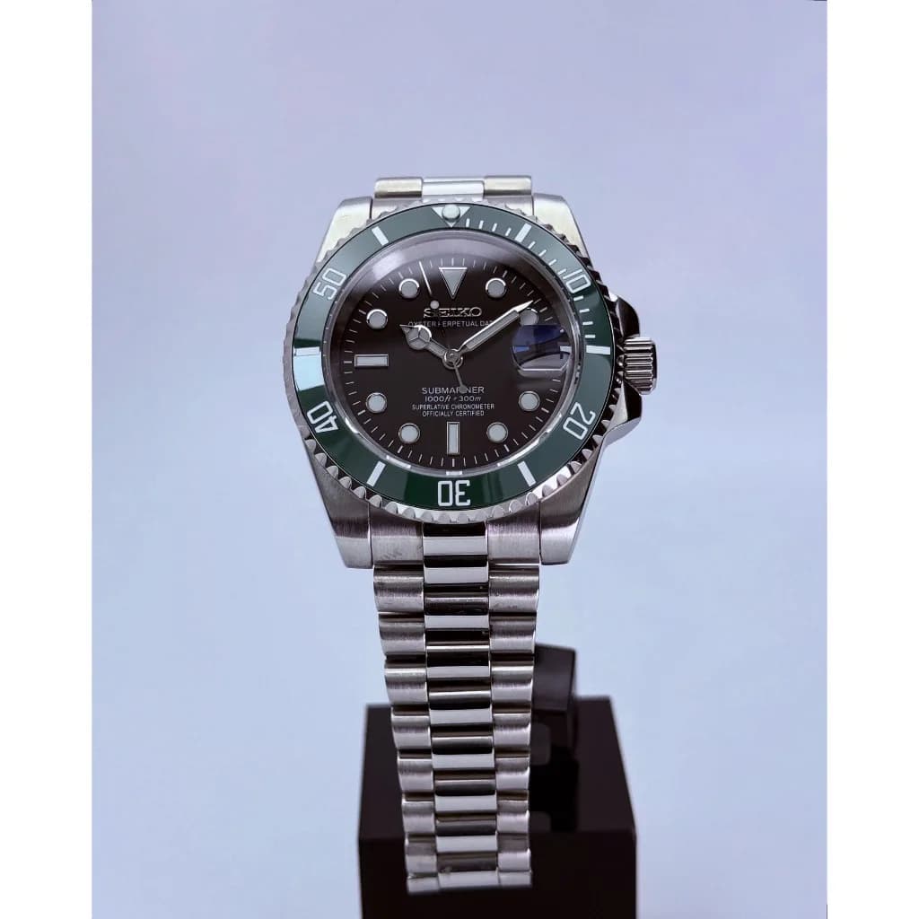 Custom S. Mod 40mm Ice Lume SB Sub Green Bezel Diver Style — image 5