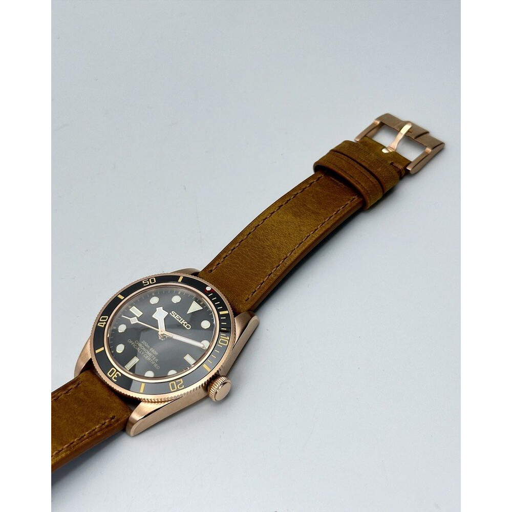 Custom Seiko Mod • Rose Gold BB58 on leather strap • 39mm E&S