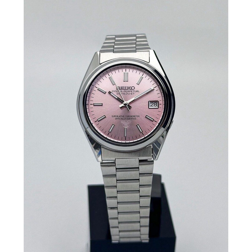 Custom Seiko Mod • Ash Pink SNX Datejust • 37mm E&S Watches