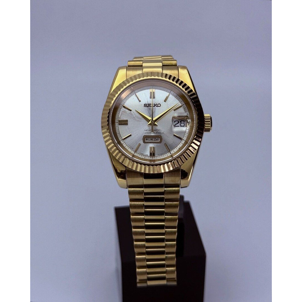 Custom Seiko Mod • Gold Seikomatic Day-Date President • 39mm E&S