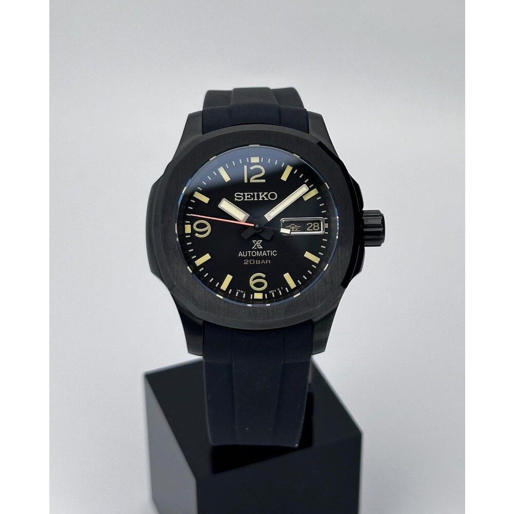 Custom Seiko Mod • Land Prospex Black Nautilus • 40mm E&S Watches