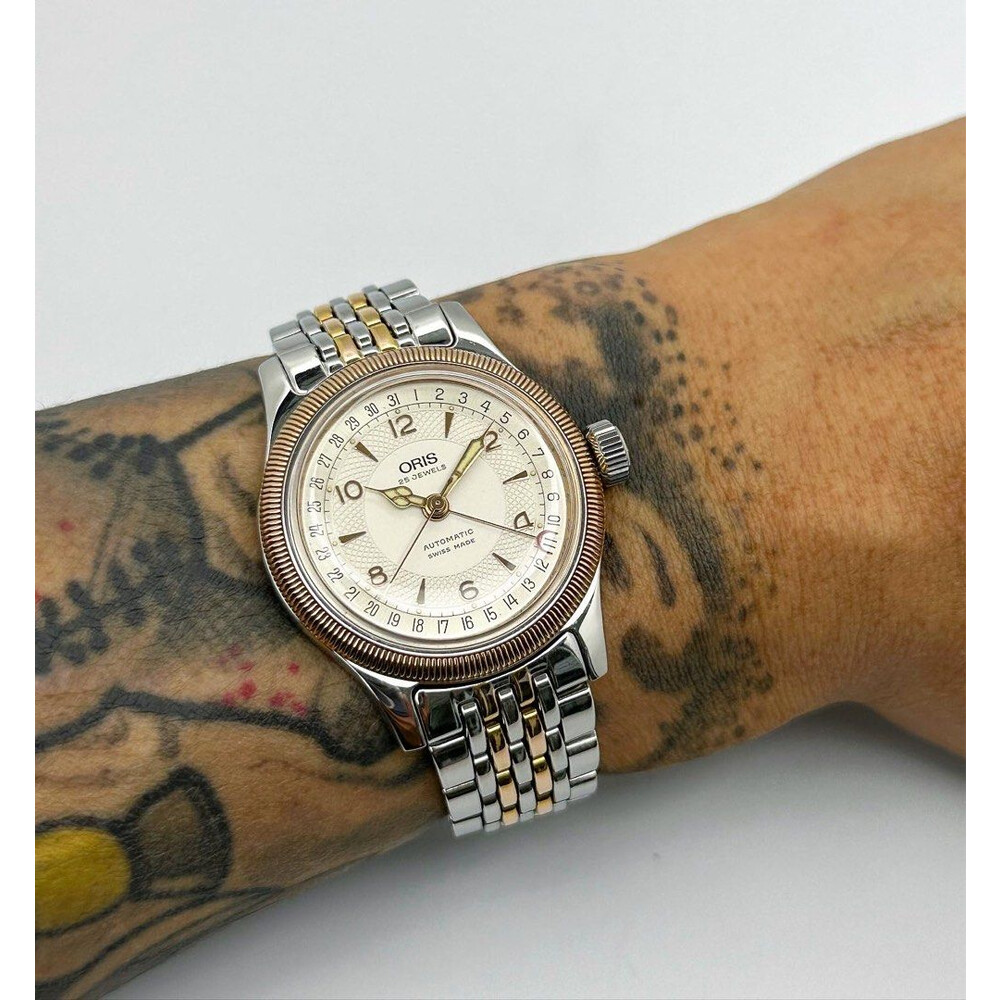 SOLD!!) 36mm • Oris Big Crown Pointer Date 2-Tone Coin Edge E&S